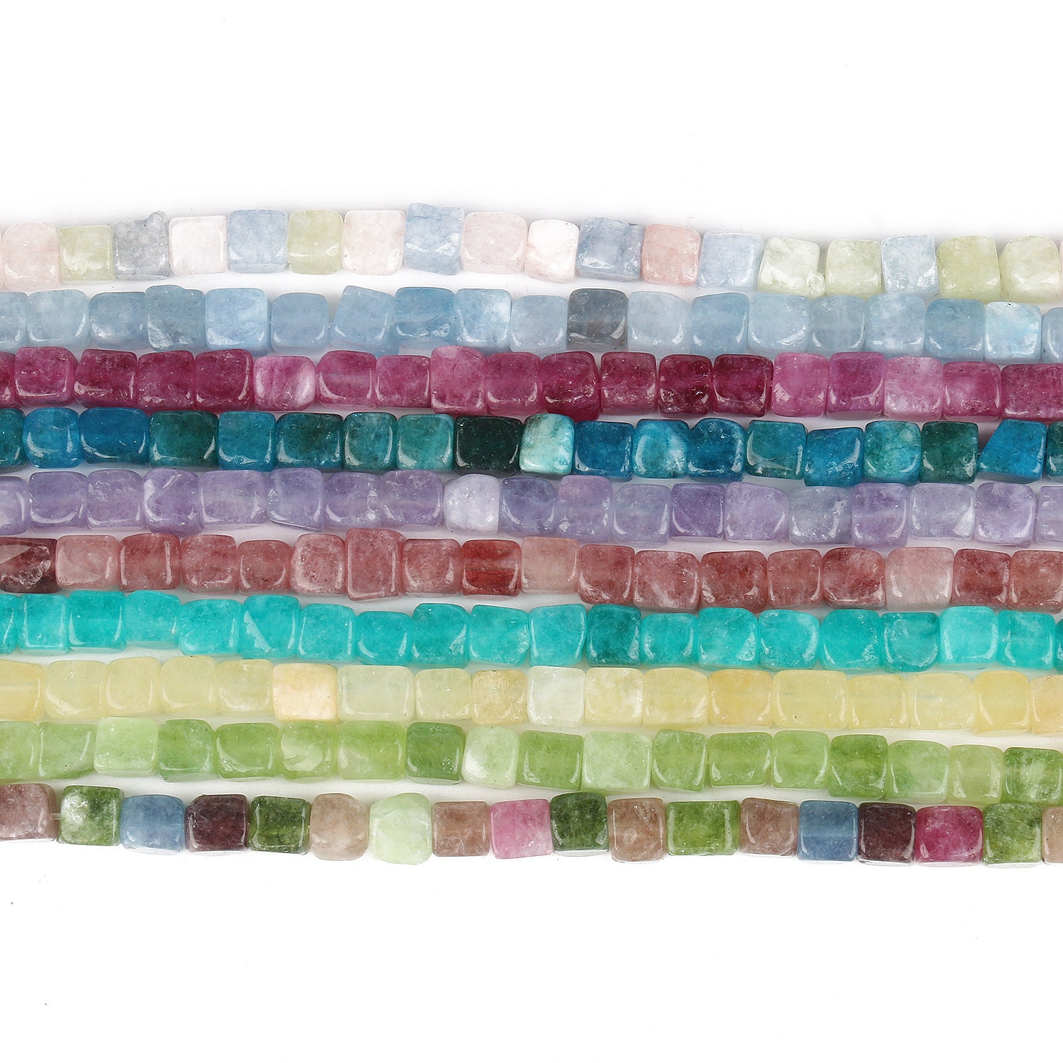 Al por mayor 43pcs de 8 mm Cube Jade Stone cuentas sueltas